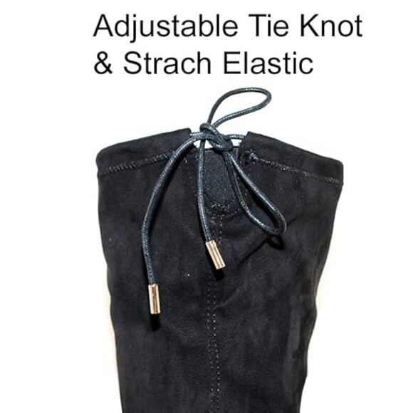 🖤 Statement Style Pointed Toe Thigh-High Silhouette Black SU Stiletto Boots - Picture 7 of 7